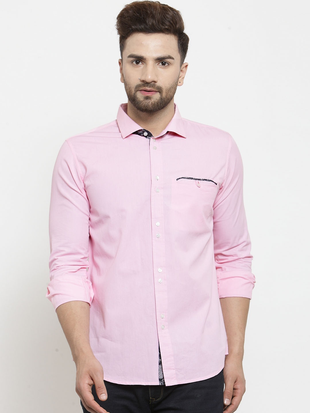 

WESTCLO Men Pink Slim Fit Solid Casual Shirt