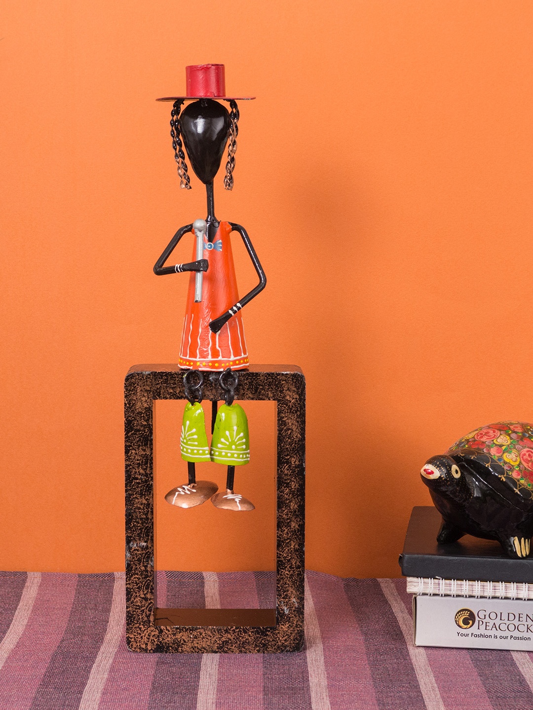 

Golden Peacock Multicoloured Sitting Mucisian Showpiece, Multi