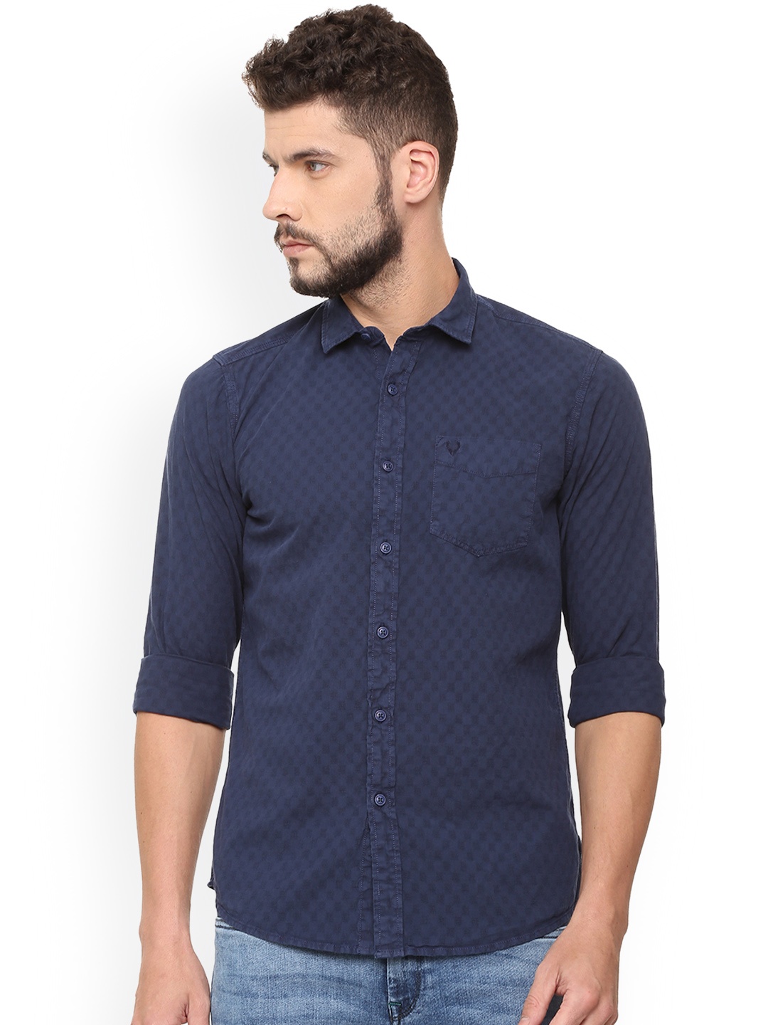 

Allen Solly Sport Men Navy Blue Regular Fit Self Design Casual Shirt