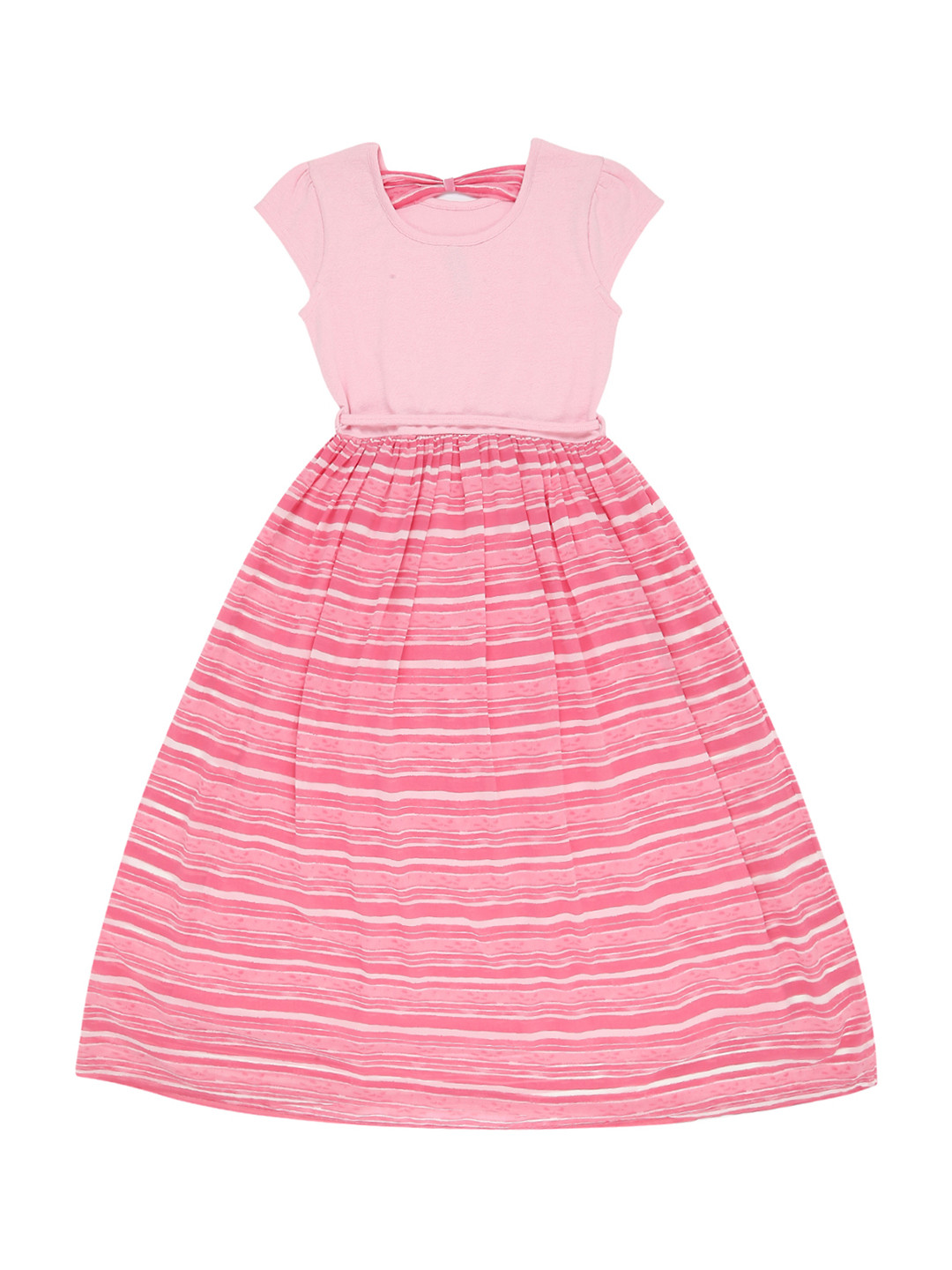 

Pantaloons Junior Girls Pink Striped Fit and Flare Dress