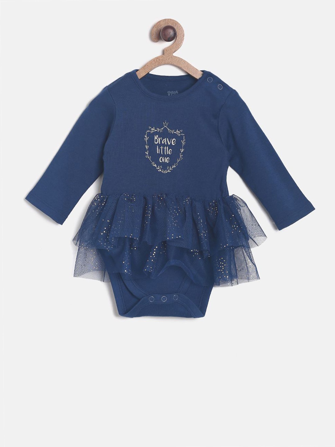

MINI KLUB Girls Navy Blue Solid Bodysuit