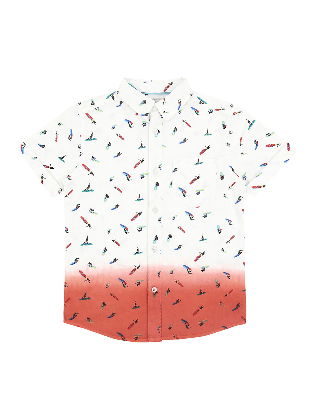

Pantaloons Junior Boys White Regular Fit Printed Casual Shirt
