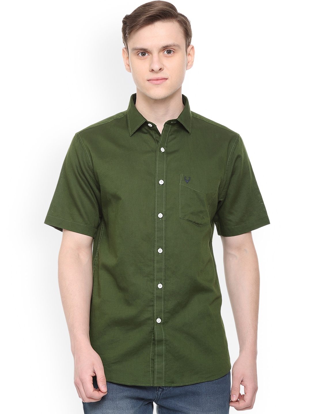 

Allen Solly Men Green Regular Fit Solid Casual Shirt