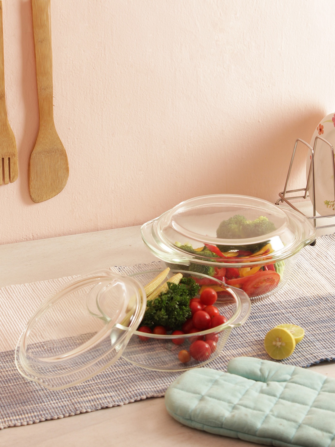 

Femora Set of 2 Borosilicate Glass Casseroles with Lid, Transparent