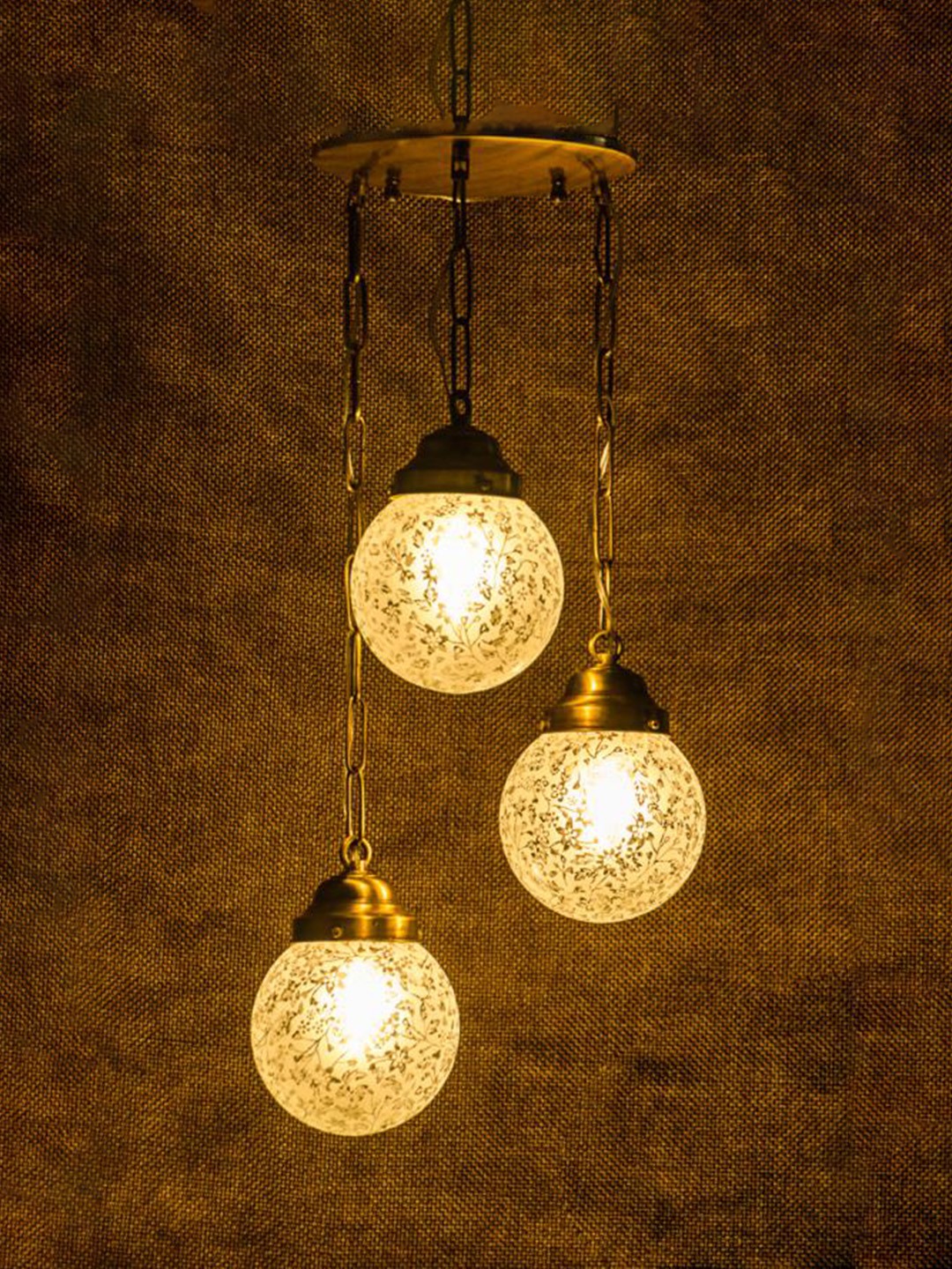 

Fos Lighting Gold-Toned & White Textured Hanging Cluster Light