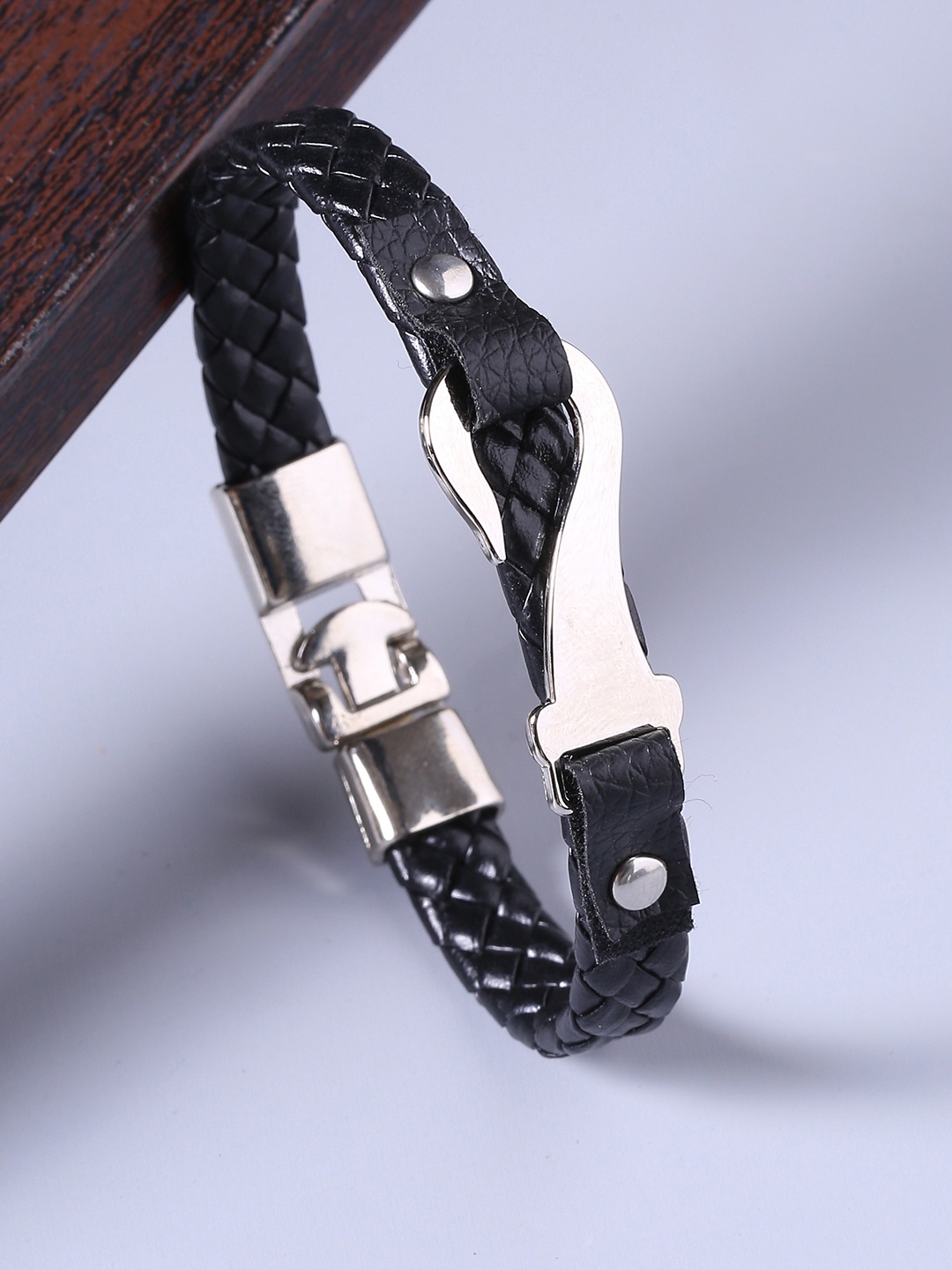 

Dare by Voylla Black Leather Wraparound Handcrafted Bracelet