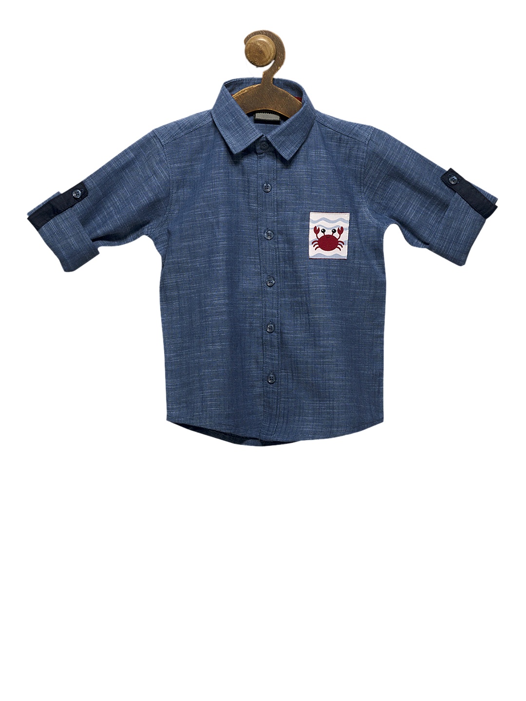 

RIKIDOOS Boys Blue Tailored Fit Solid Casual Shirt