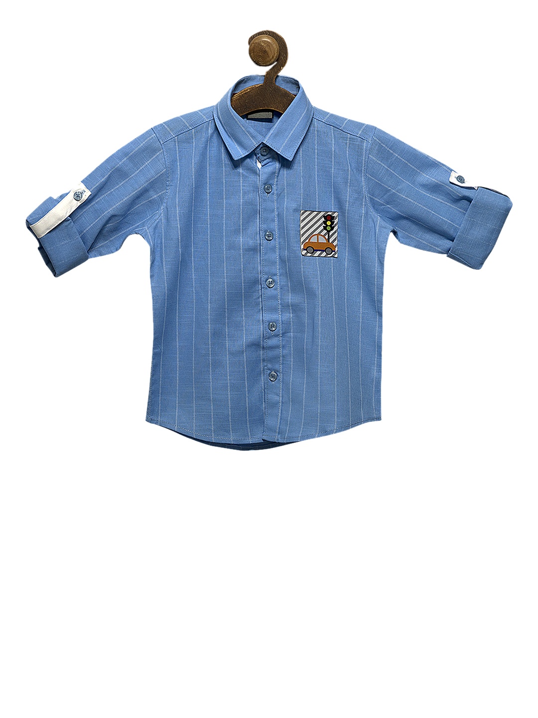 

RIKIDOOS Boys Blue Tailored Fit Striped Casual Shirt
