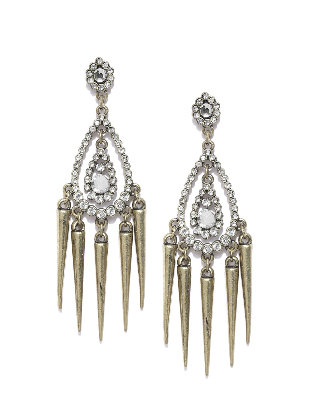 

OOMPH Gold-Toned & White Teardrop Shaped Drop Earrings