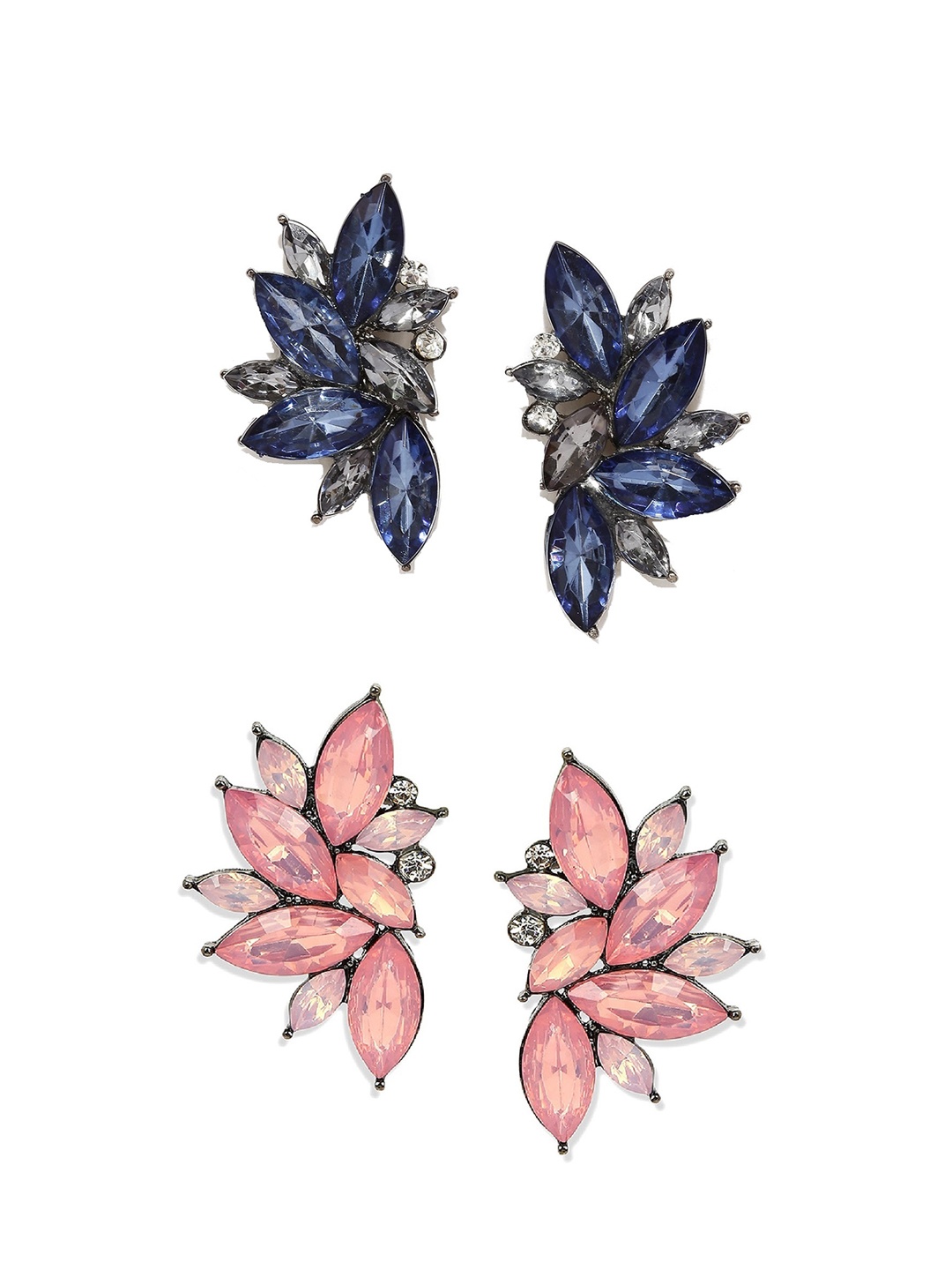

OOMPH Blue & Pink Floral Drop Earrings