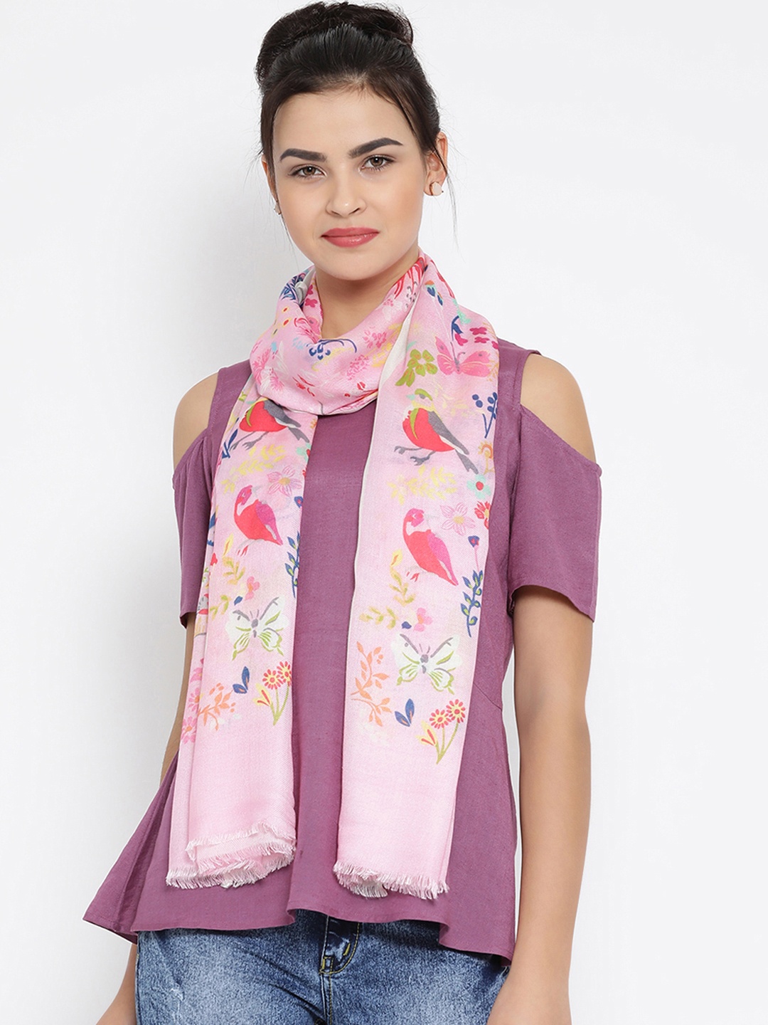 

SHINGORA Women Pink Printed Stole