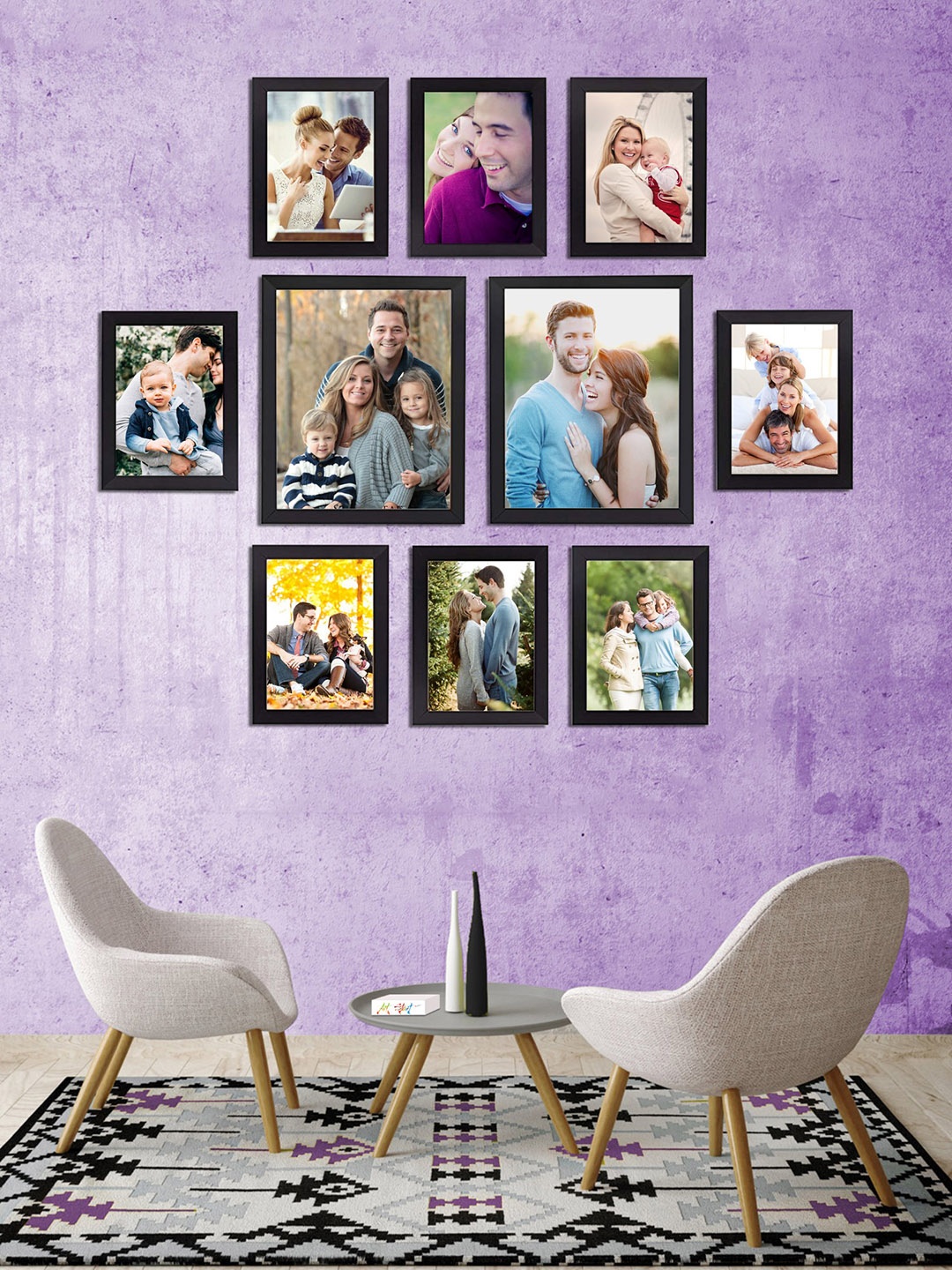 

Art Street Set of 10 Individual Photo Frames, Black