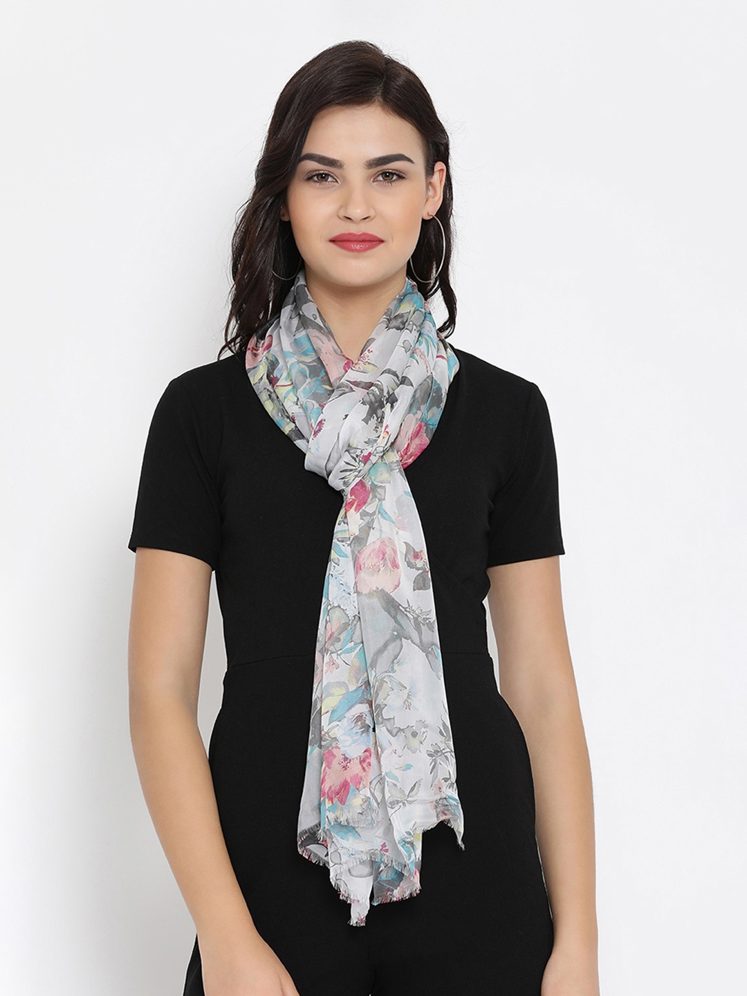 

SHINGORA Women Grey Printed Stole