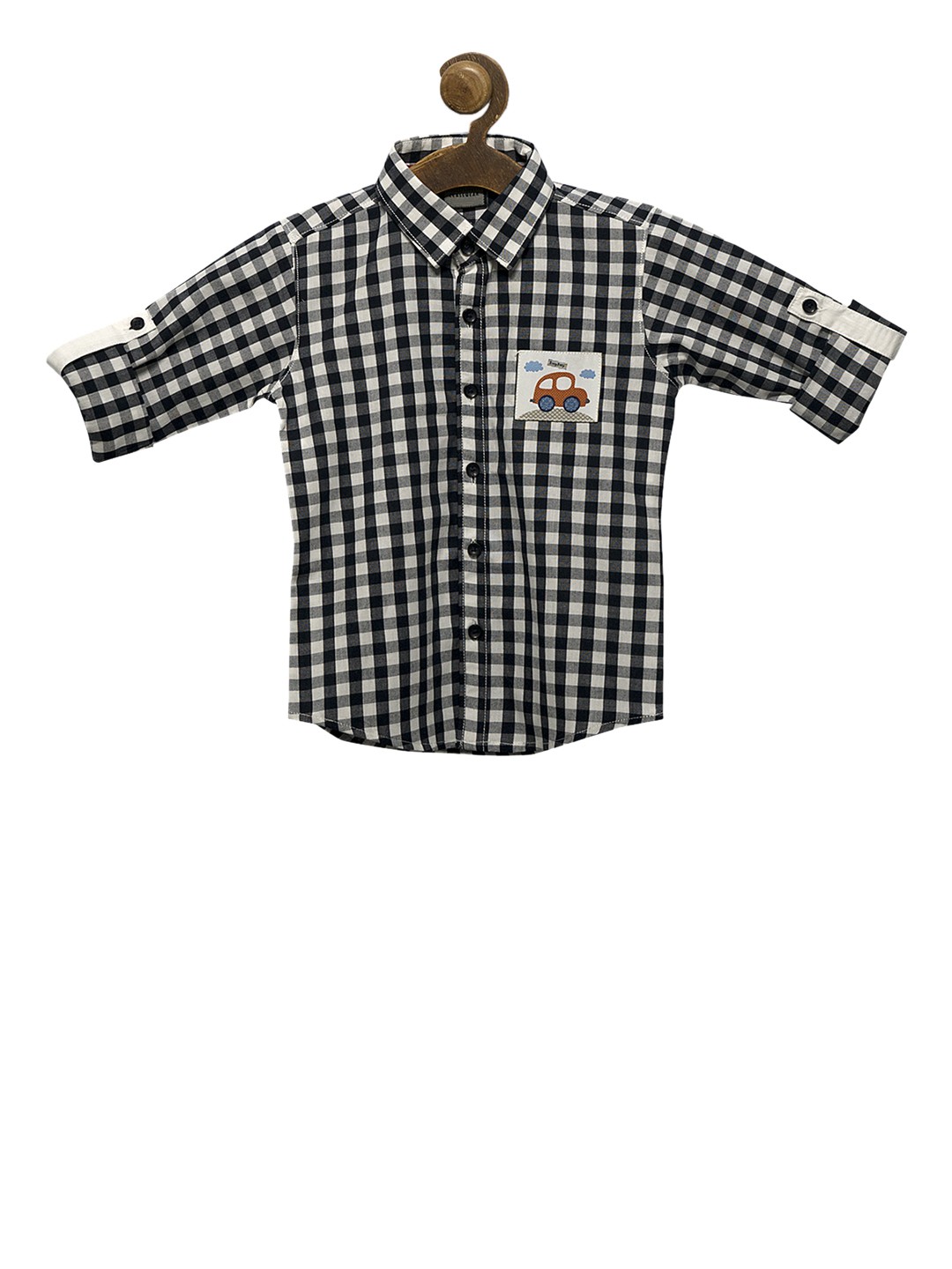 

RIKIDOOS Boys Black Tailored Fit Checked Casual Shirt