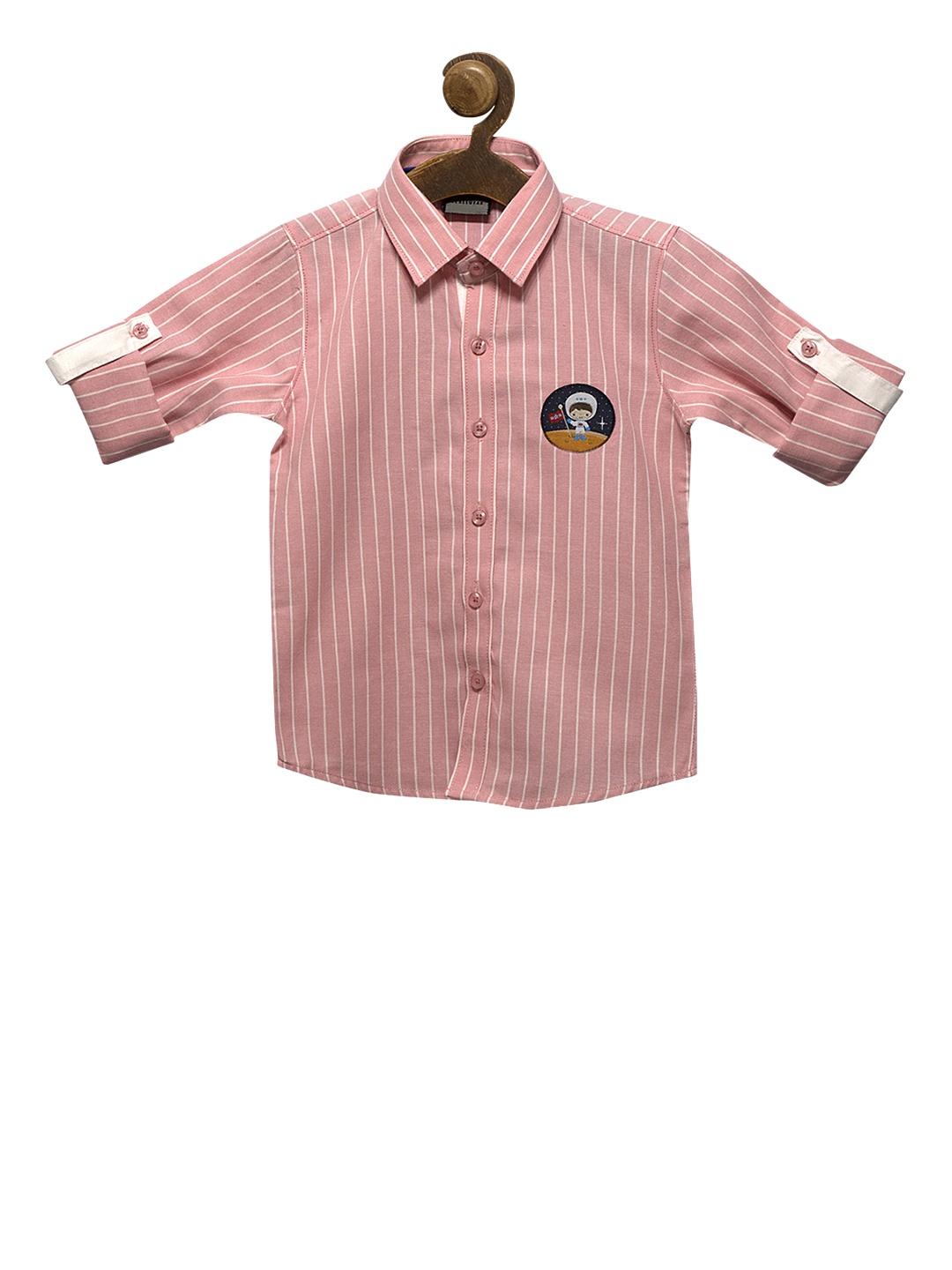

RIKIDOOS Boys Pink Tailored Fit Striped Casual Shirt