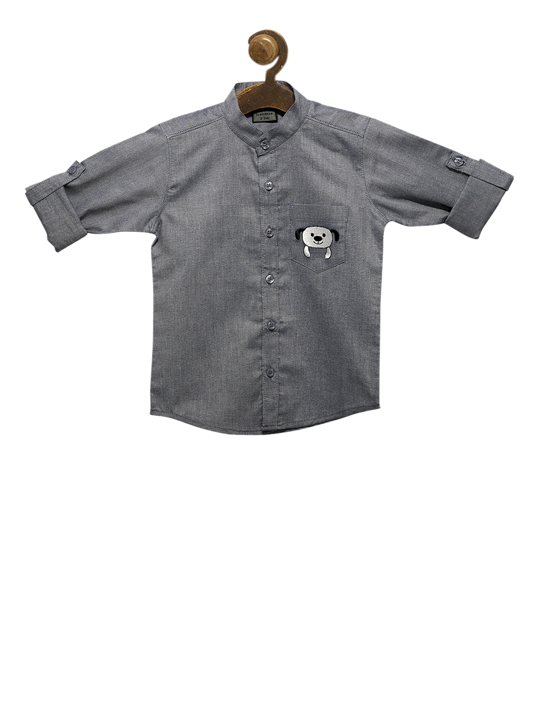 

RIKIDOOS Boys Grey Tailored Fit Printed Casual Shirt