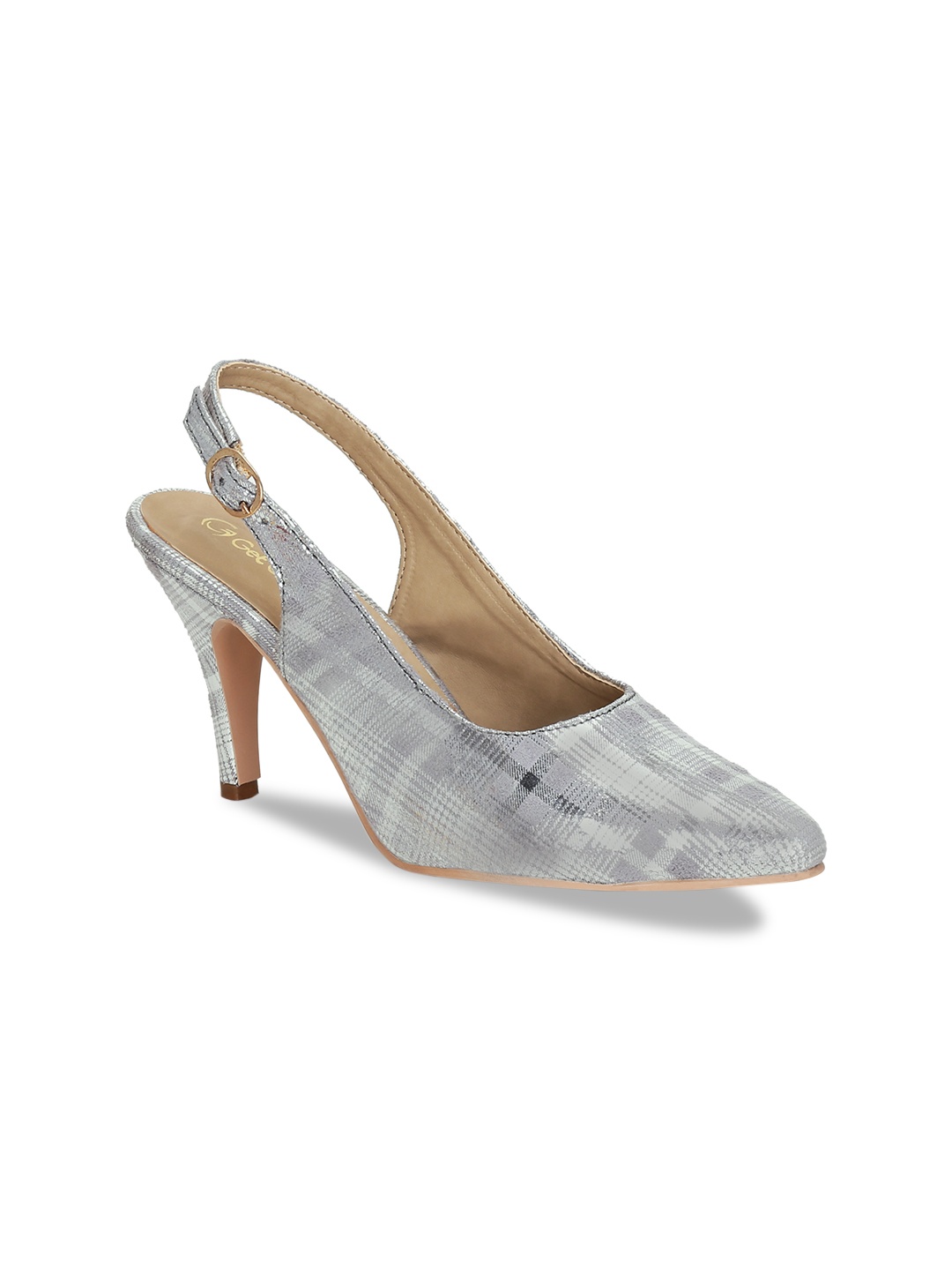 

Get Glamr Women Grey Printed Pumps