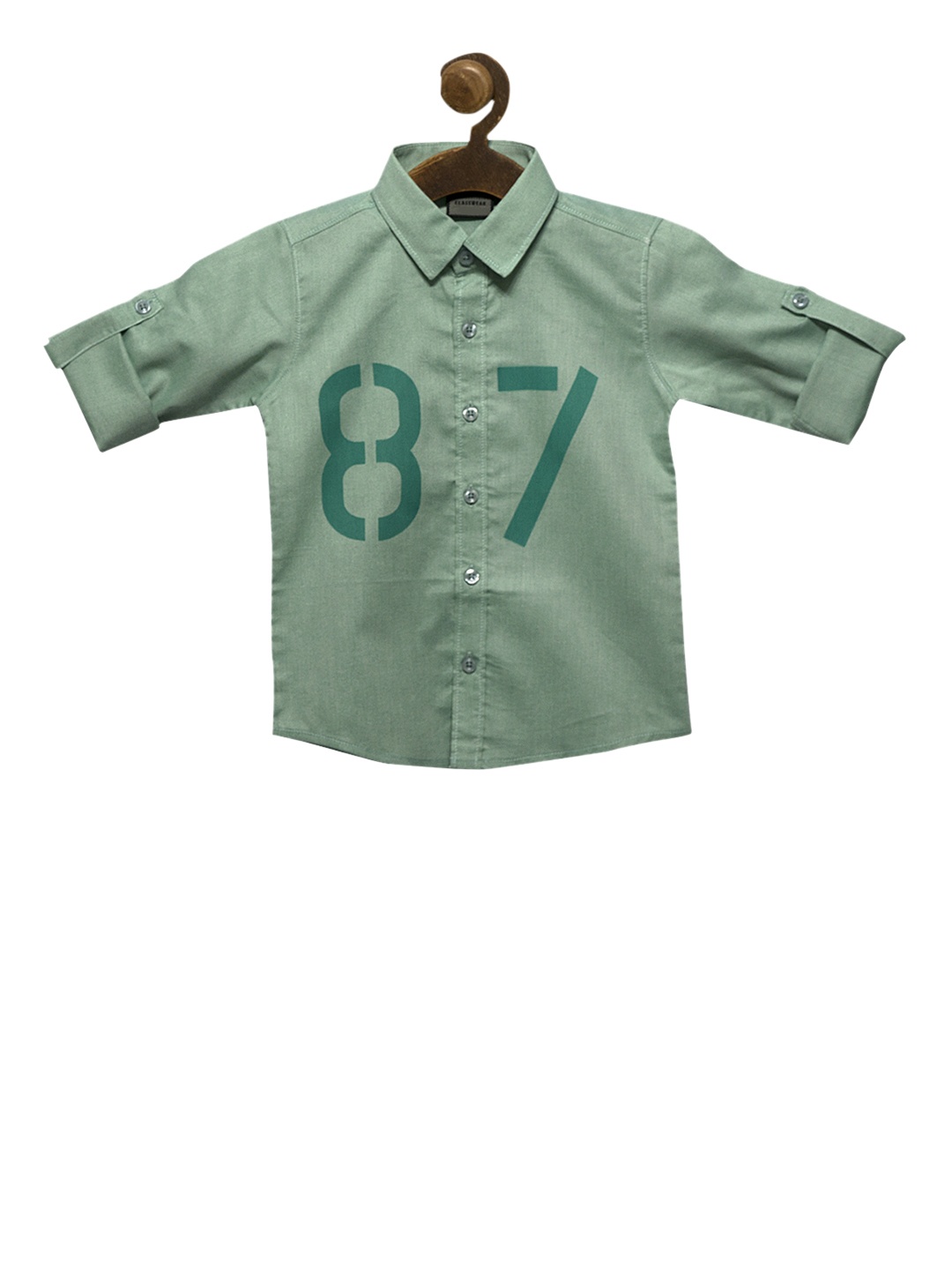 

RIKIDOOS Boys Green Tailored Fit Printed Casual Shirt