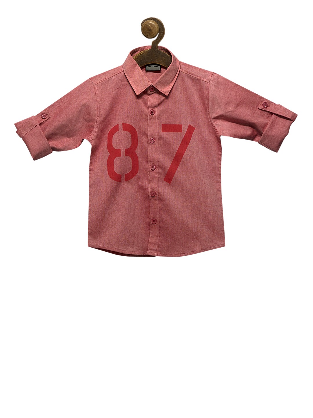 

RIKIDOOS Boys Peach Tailored Fit Printed Casual Shirt
