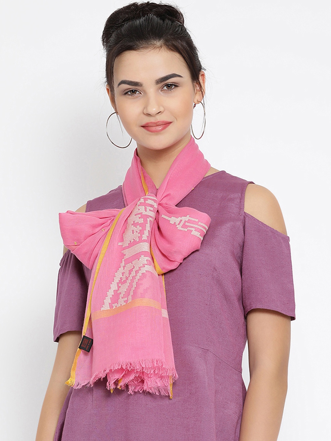 

SHINGORA Women Pink Embroidered Stole