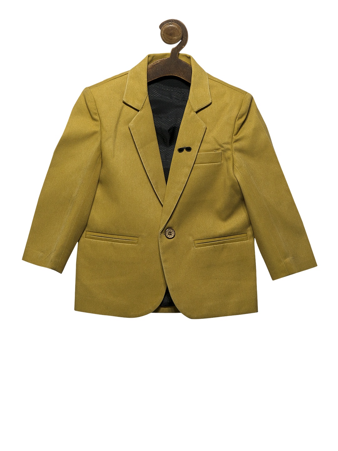 

RIKIDOOS Boys Yellow Solid Tailored Fit Single-Breasted Blazer