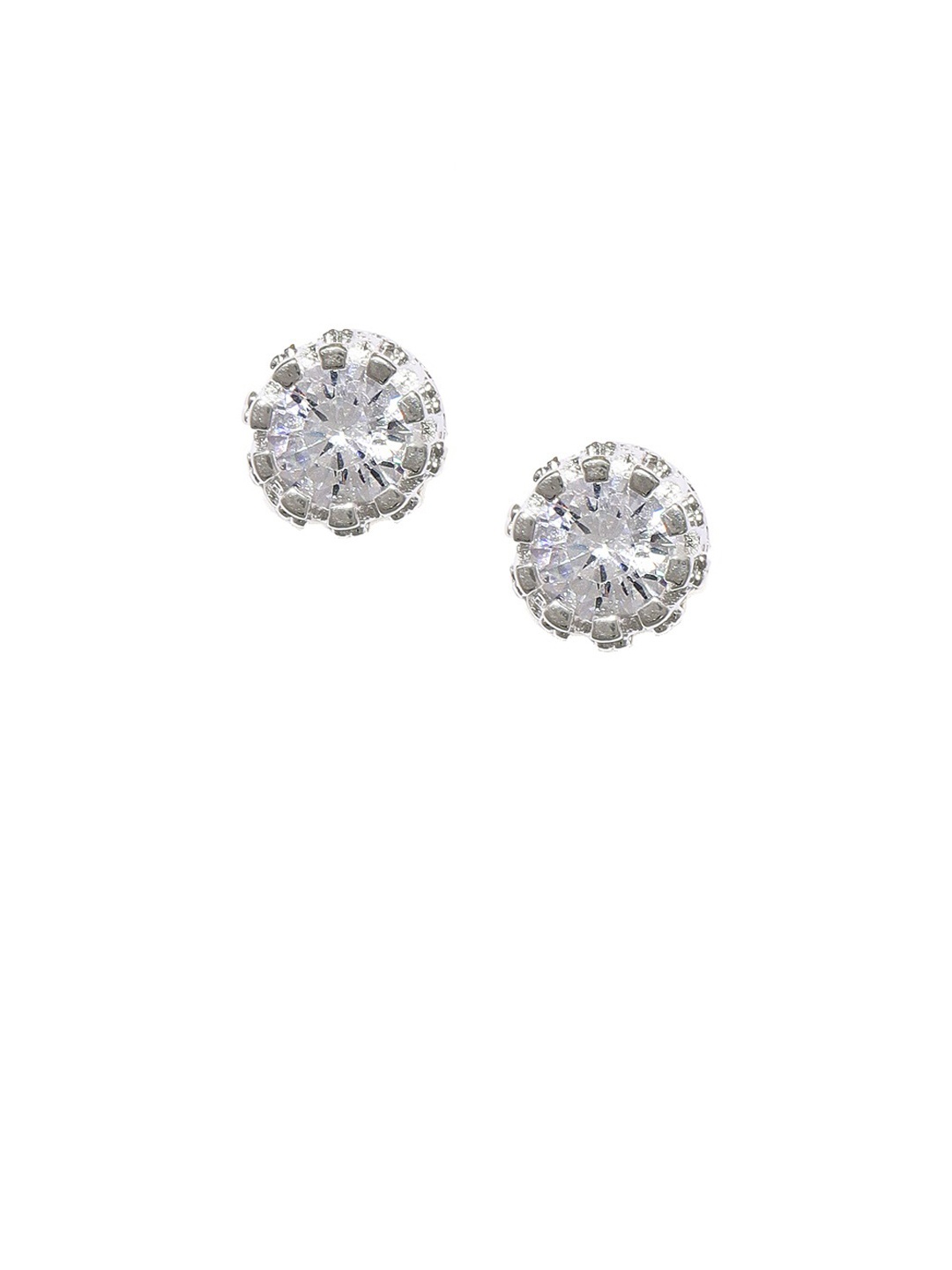 OOMPH Silver-Toned & Silver-Toned Circular Studs