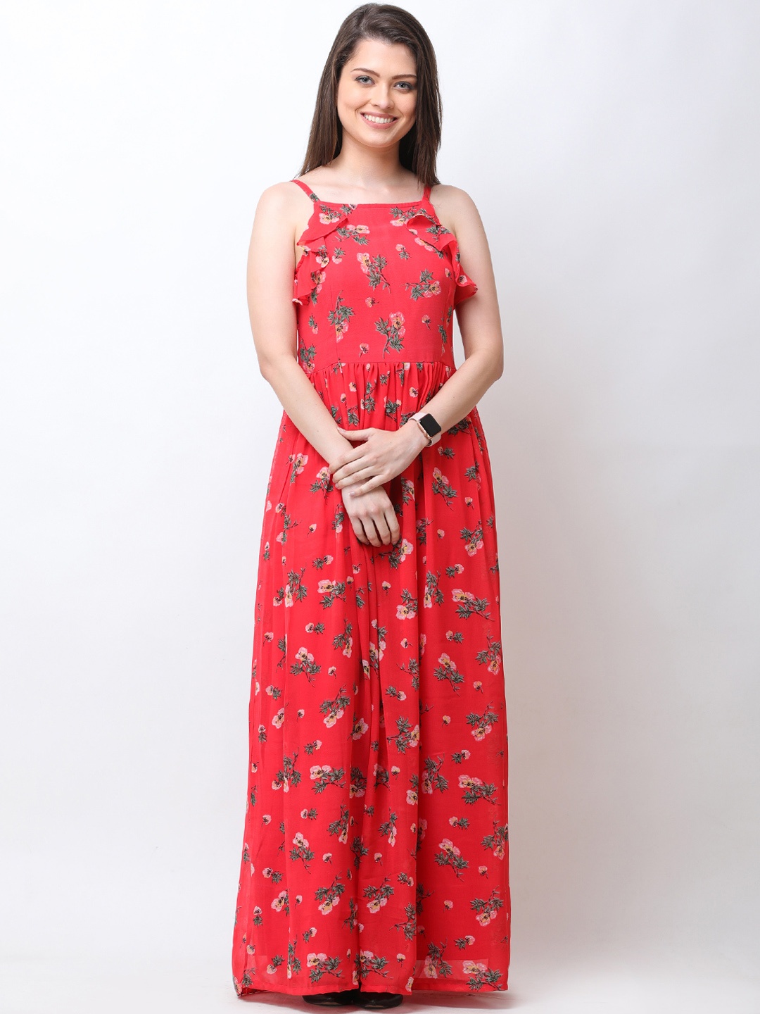 

Cation Women Red Printed Maxi Dress