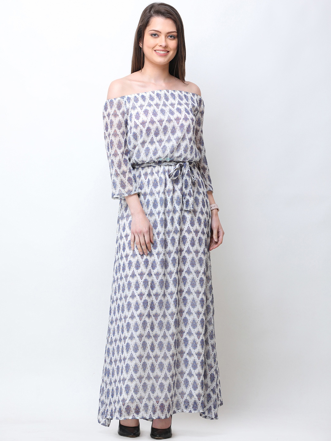 

Cation Women White Printed Maxi Dress
