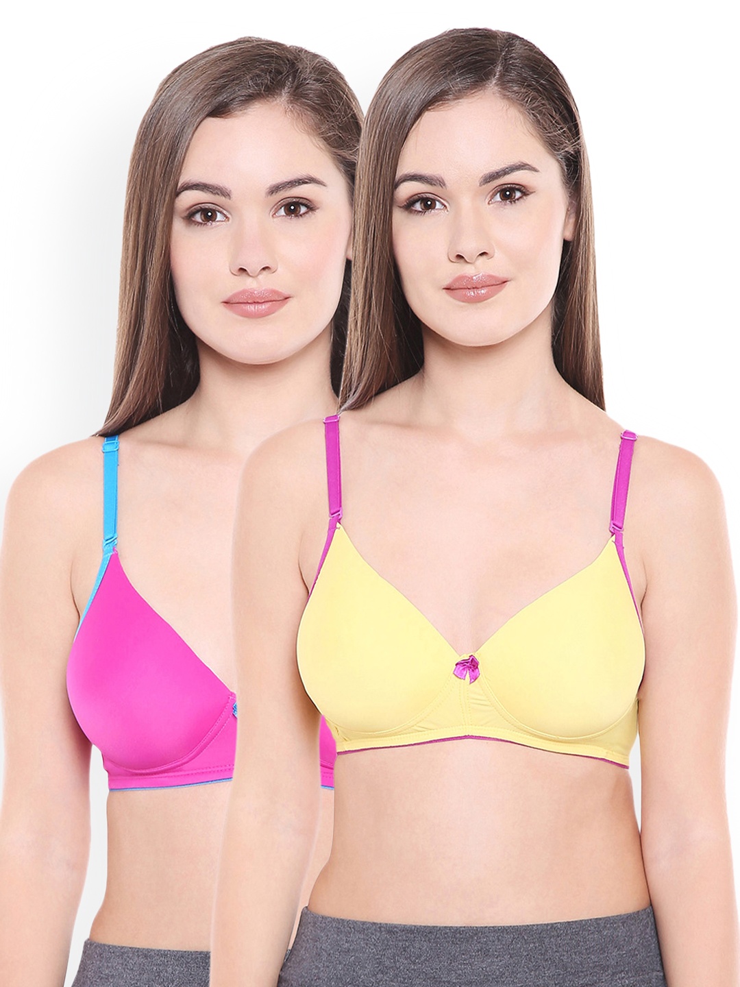 

Bodycare Pack Of 2 Assorted Solid Non-Wired Heavily Padded Push-Up Bra E6568RAYEL