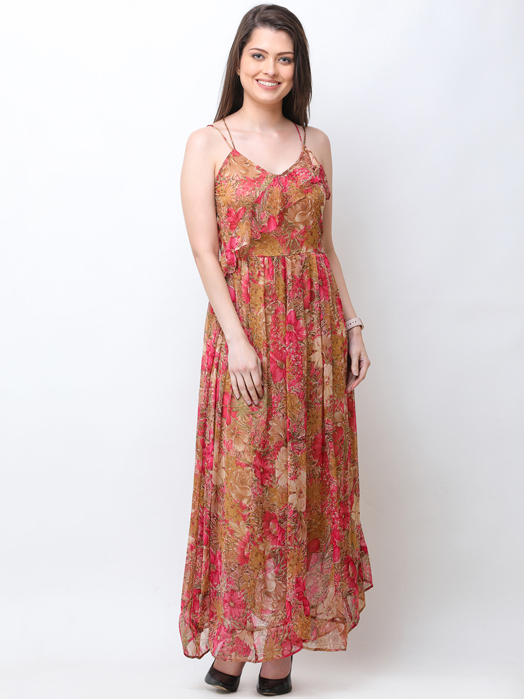 

Cation Women Brown Printed Maxi Dress