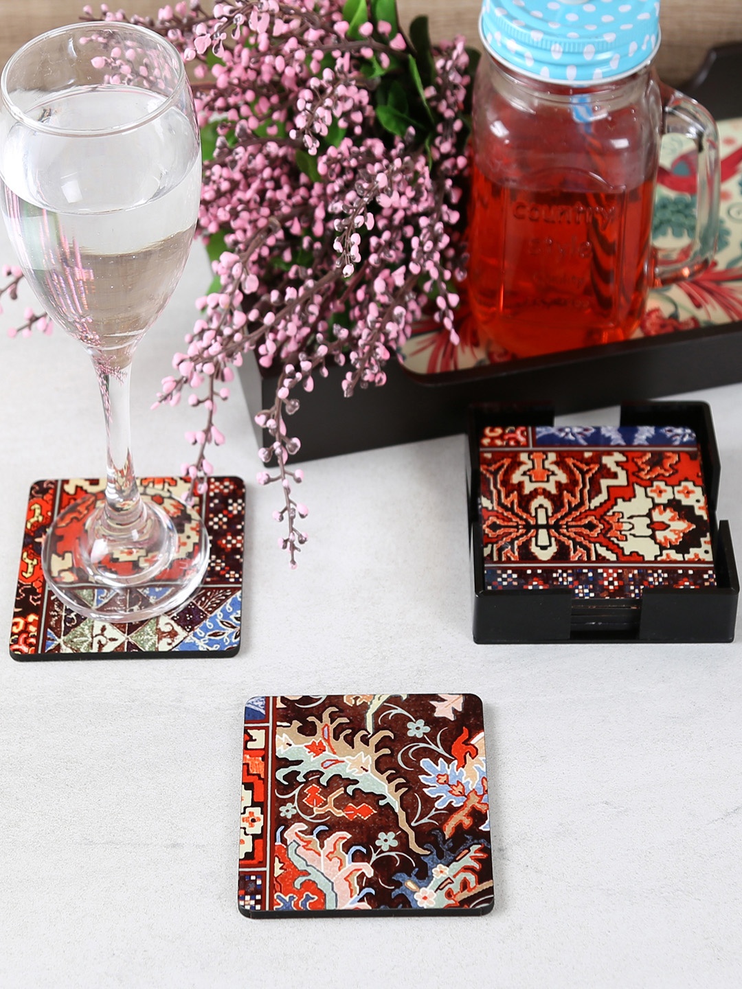 

Reinvention Factory Set of 6 Printed Square-Shaped Coasters, Multi