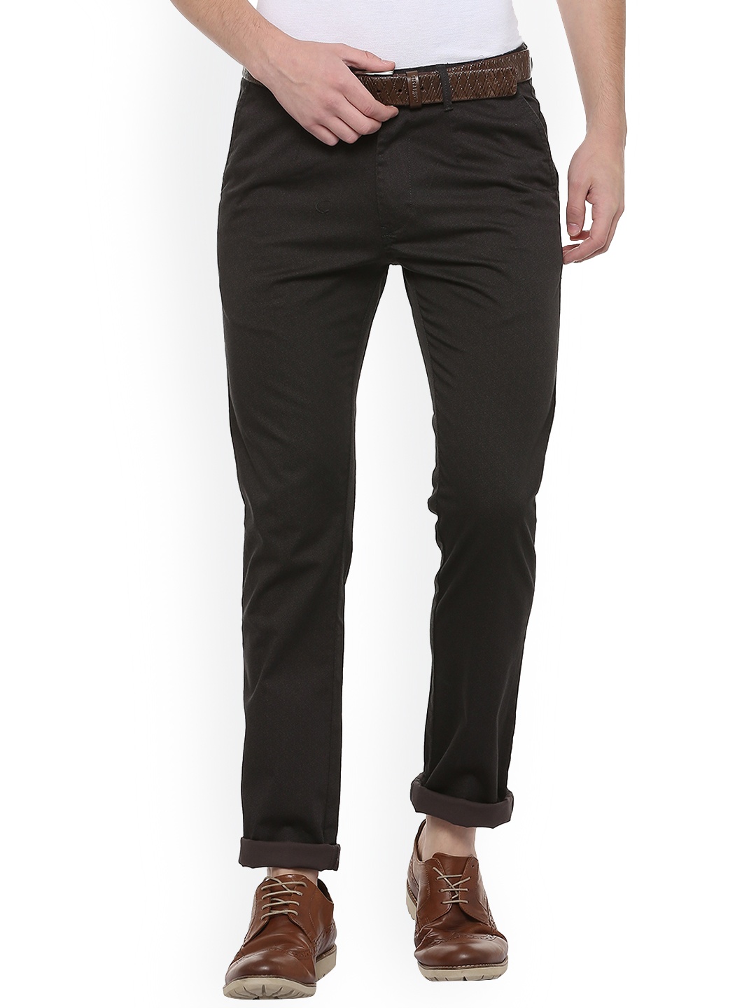 

V Dot Men Black Slim Fit Solid Regular Trousers