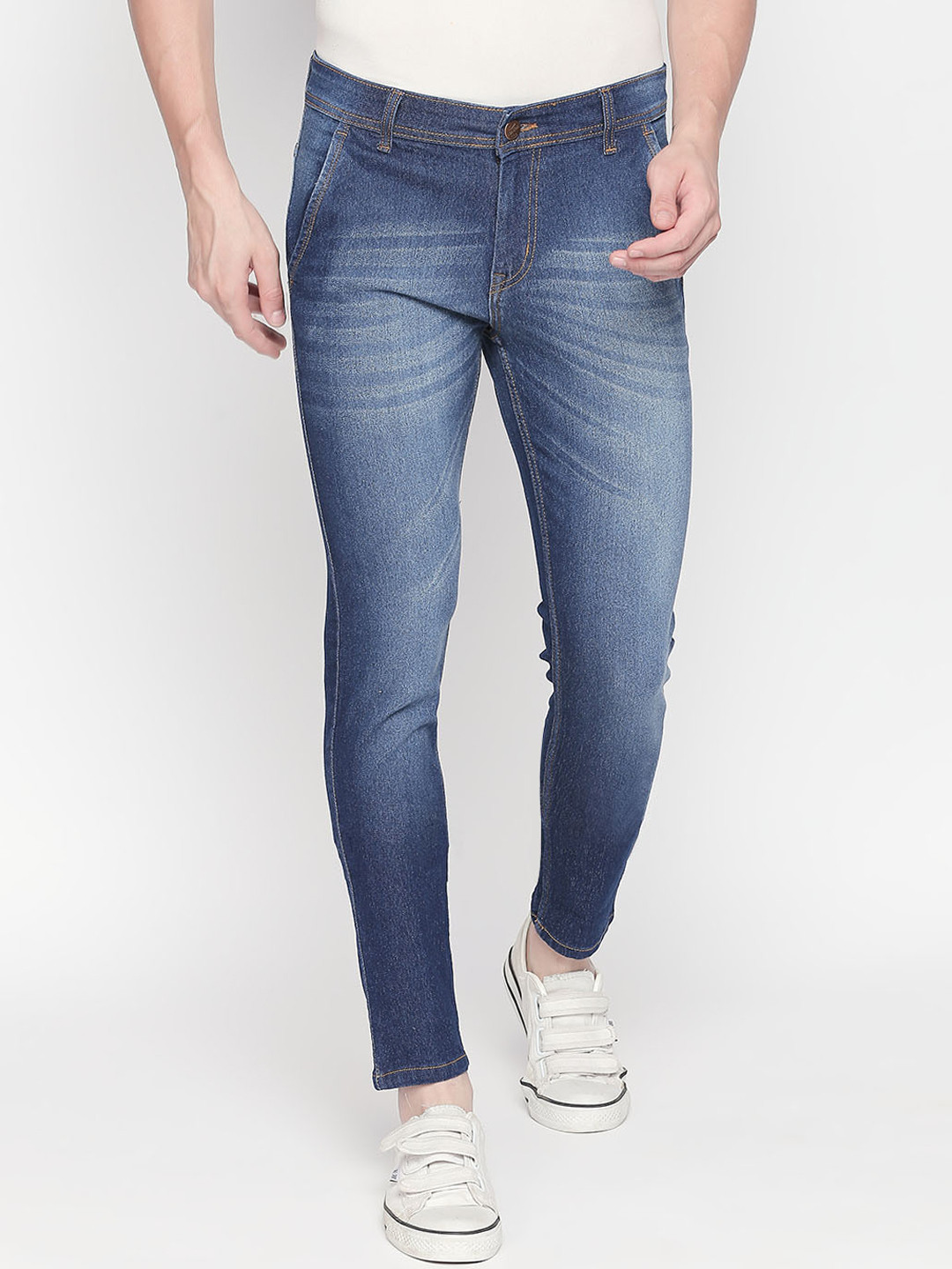 

High Star Men Blue Slim Fit Mid-Rise Clean Look Plus Size Stretchable Jeans