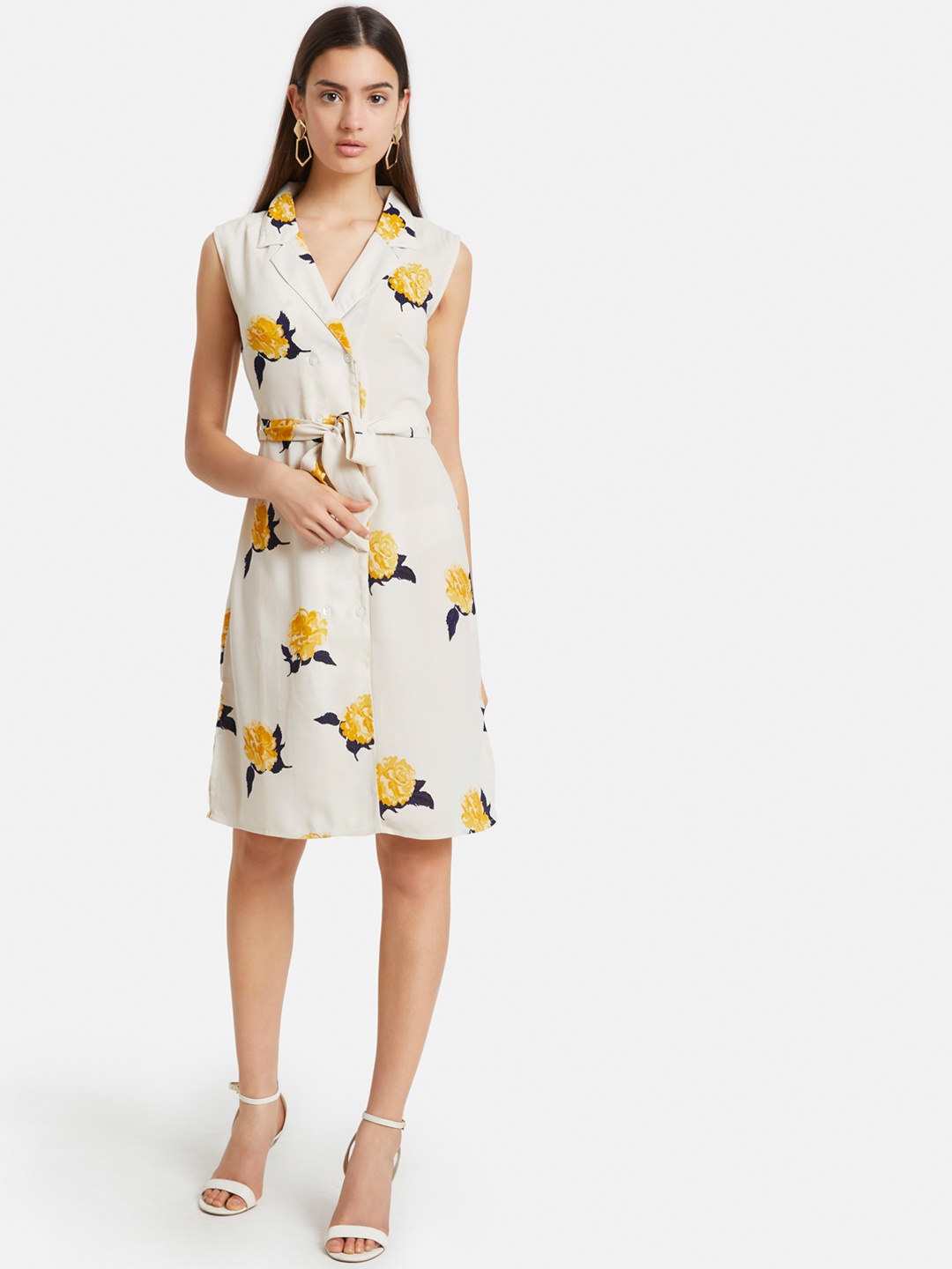 

Kazo Women White Printed Shirt Dress