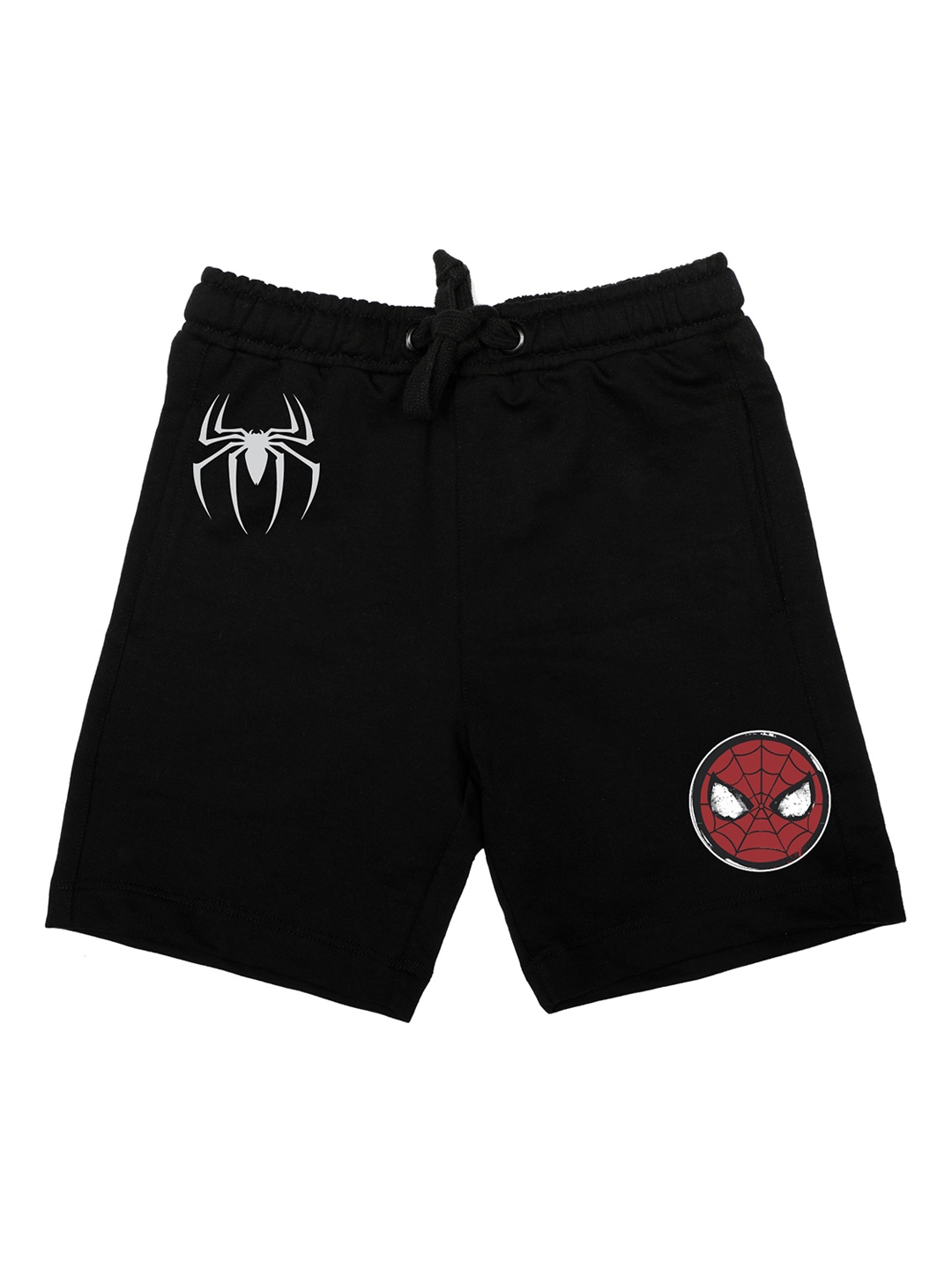 Marvel by Wear Your Mind Boys Black Printed Regular Fit Regular Shorts