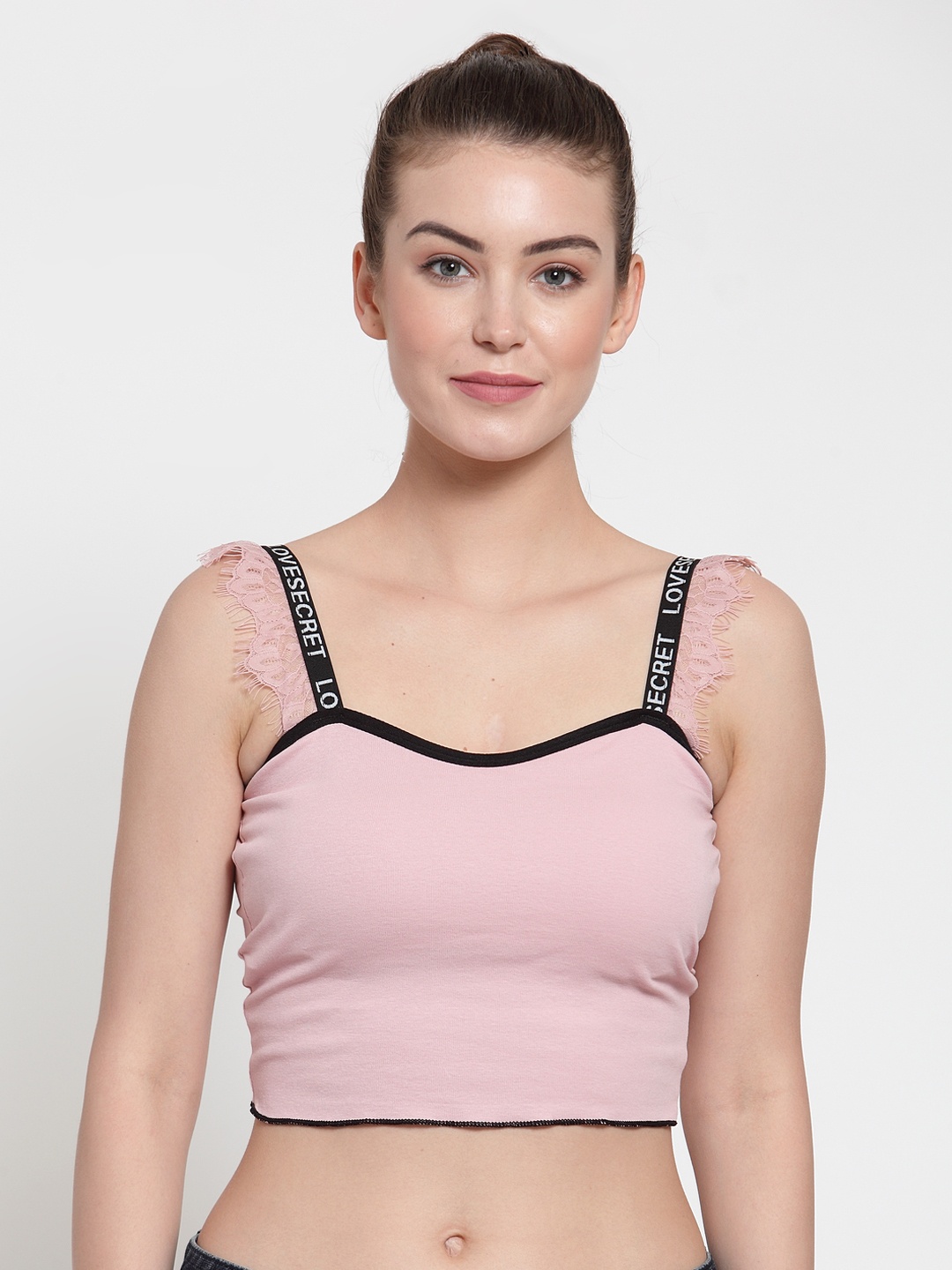 

PrettyCat Pink Solid Non-Wired Lightly Padded Bralette Bra PC-SB-5152