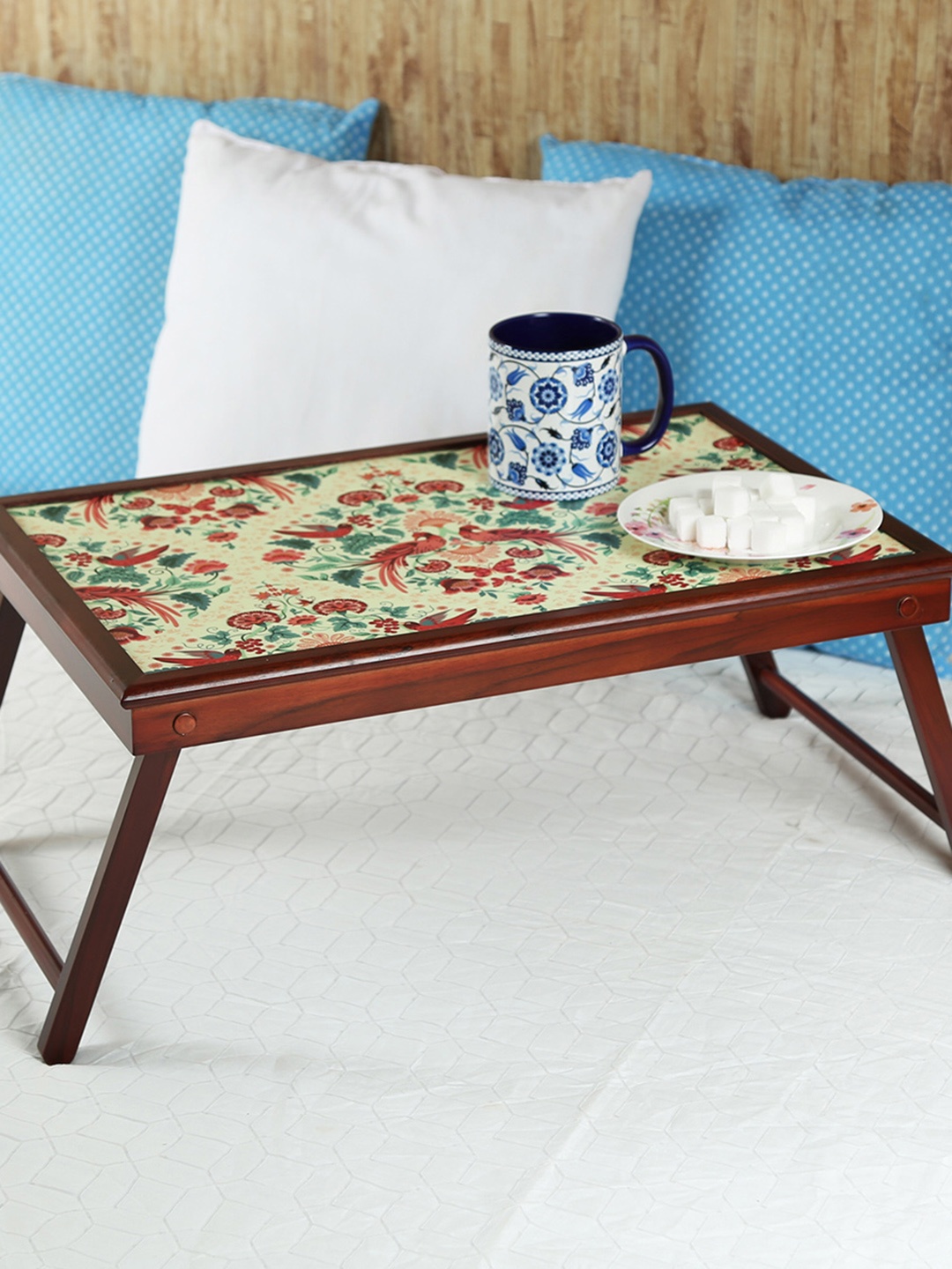 

Reinvention Factory Brown Printed Teak Wood Bed Table