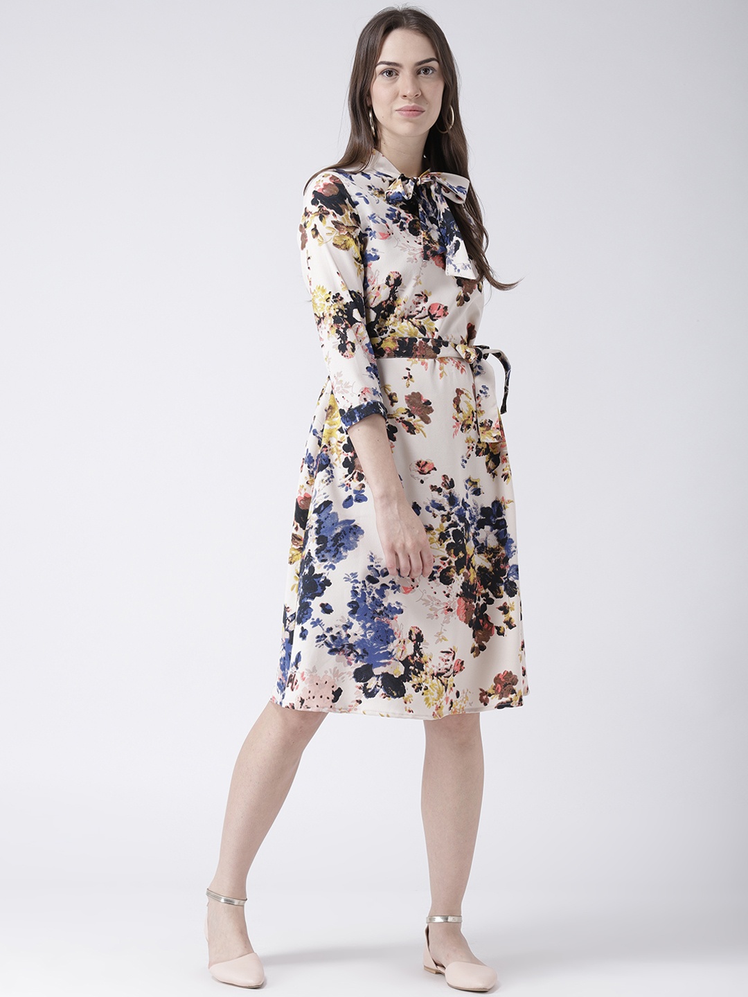 

DODO & MOA Women Beige Printed A-Line Dress