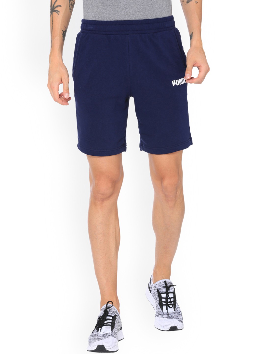 

Puma Men Navy Blue Solid Regular Fit ESS Sports Shorts