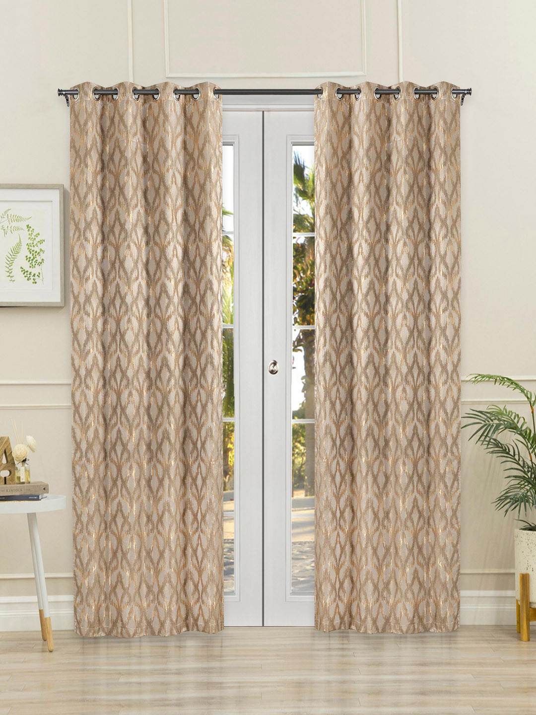 

Deco Window Set of 2 Black Out Long Door Curtains, Brown