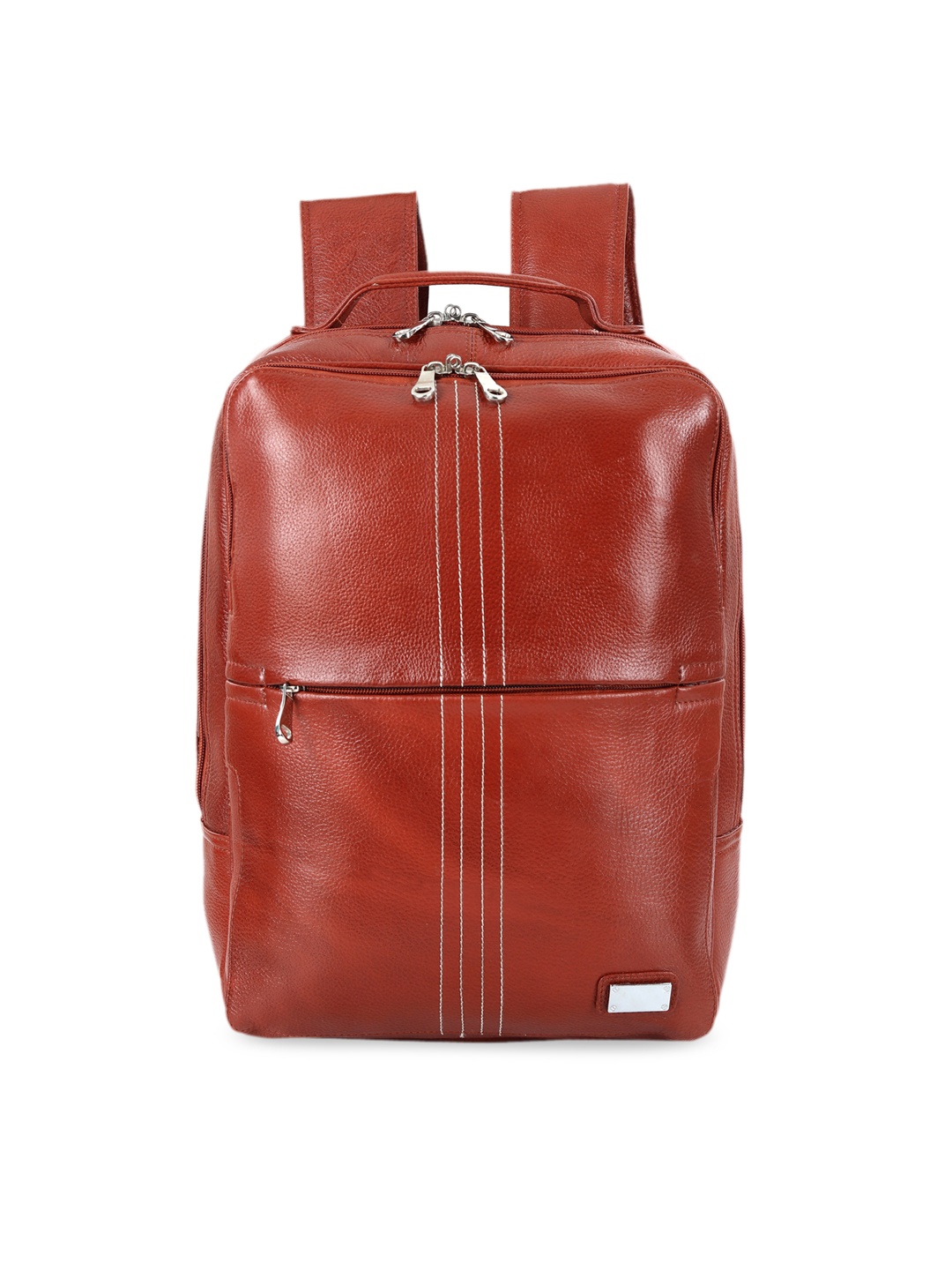 Leather World Unisex Tan Brown Solid Genuine Leather Backpack