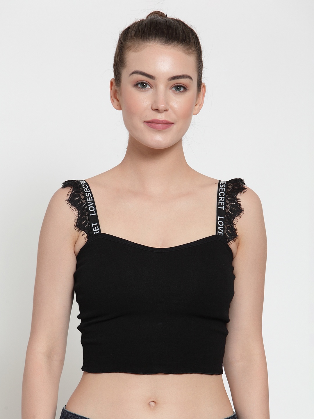 

PrettyCat Black Solid Non-Wired Lightly Padded Bralette Bra PC-SB-5152