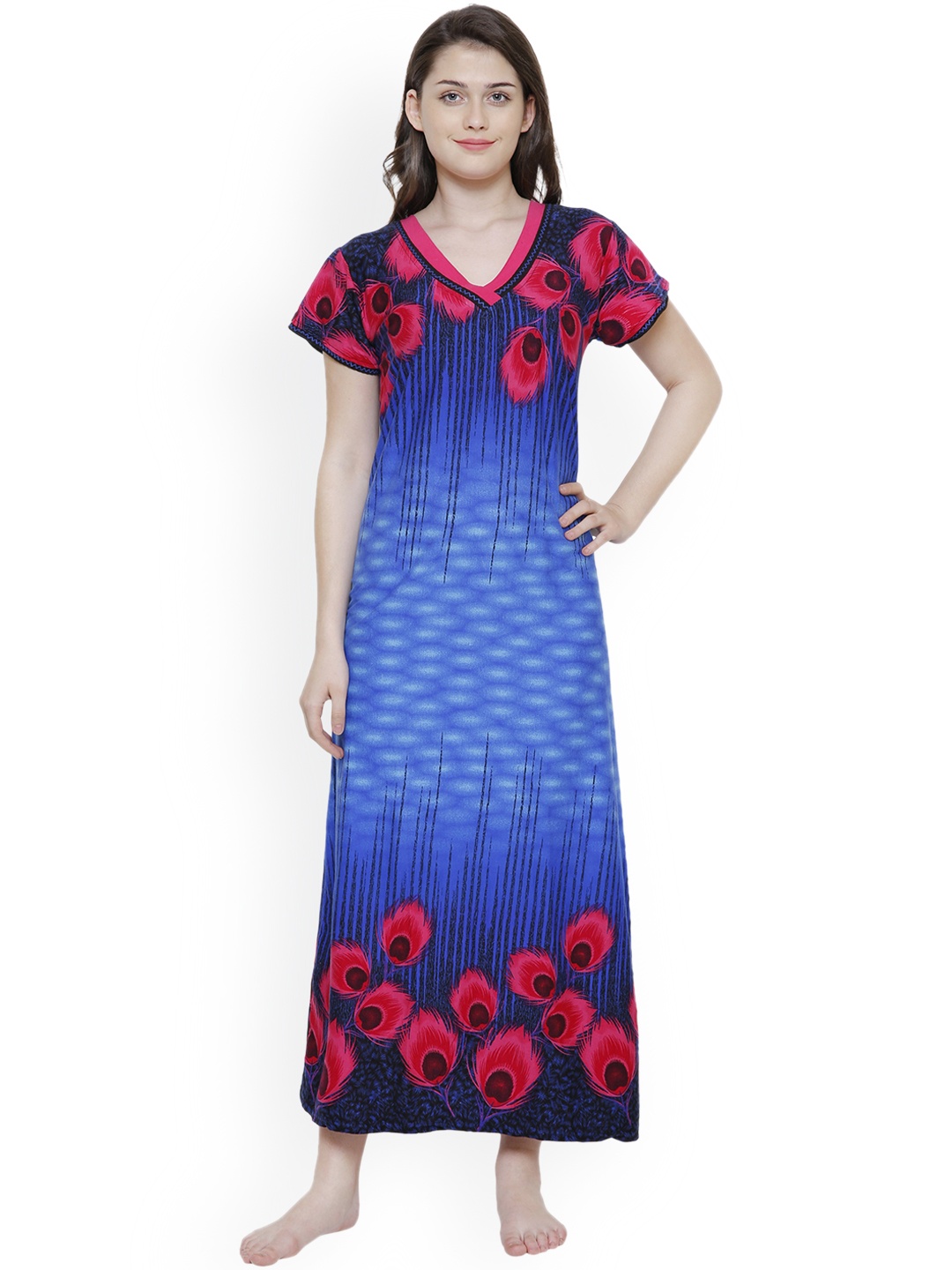 Secret Wish Blue Printed Nightdress NT-E129-651