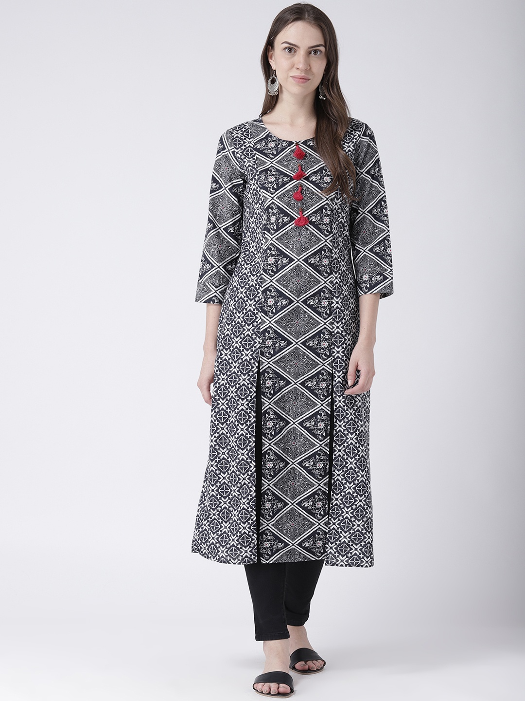

DODO & MOA Women Black Printed A-Line Kurta