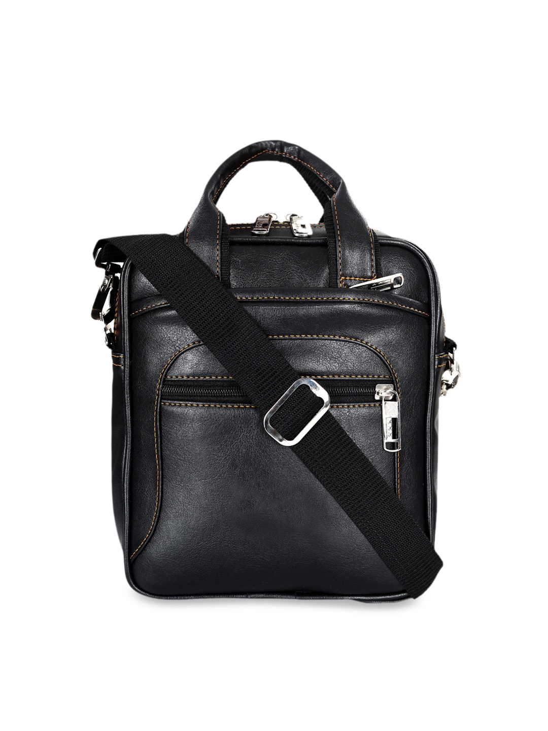

Leather World Unisex Black Solid Messenger Bag