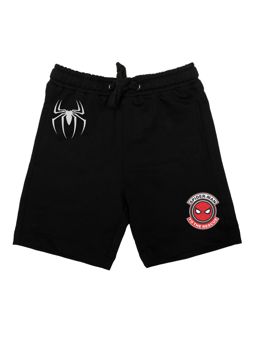 Marvel by Wear Your Mind Boys Black Printed Regular Fit Regular Shorts