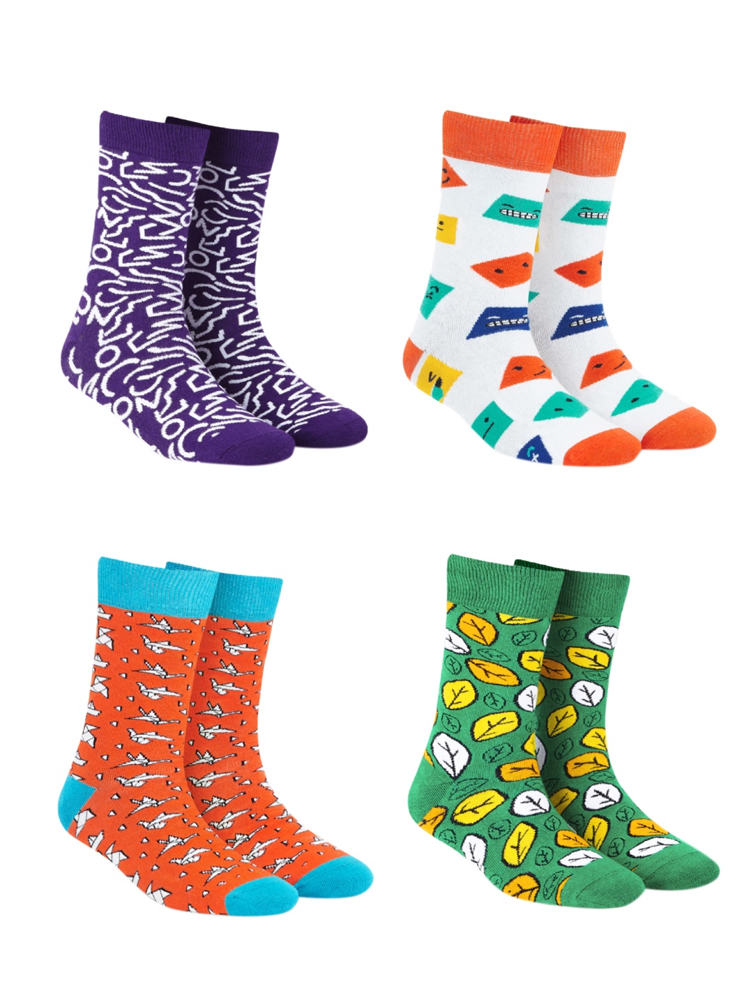 

Dynamocks Unisex Pack of 4 Multicoloured Patterned Calf-Length Socks, Multi