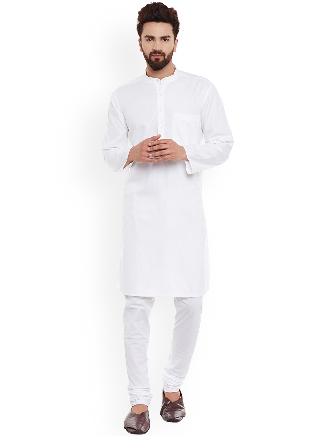 

even Men White Solid Straight Kurta