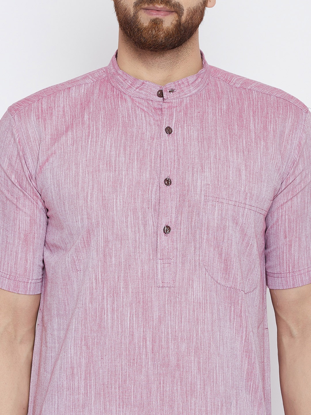 

even Men Pink & White Solid Kurta with Pyjamas
