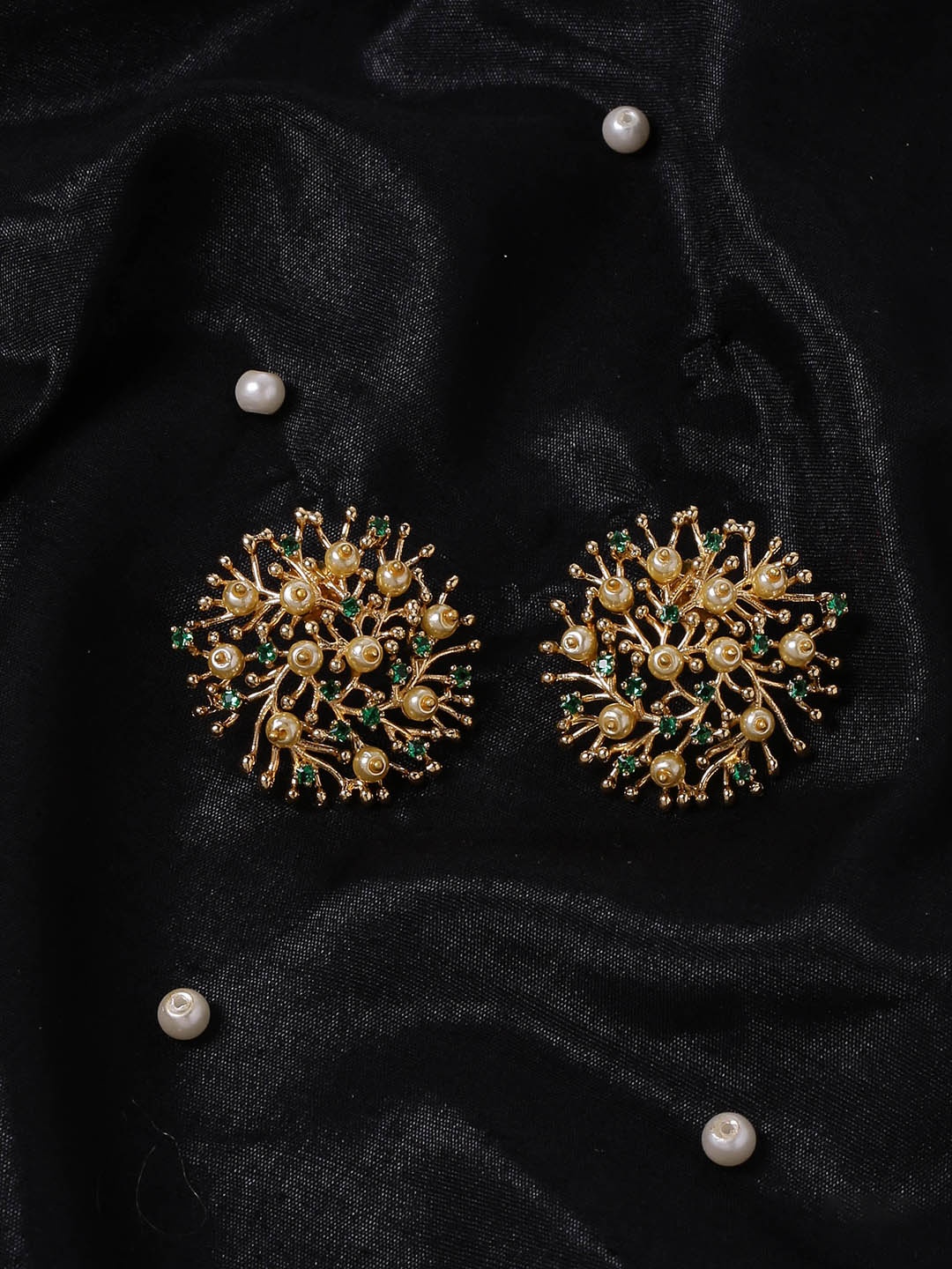 

Shoshaa Gold-Plated & Green Circular Studs
